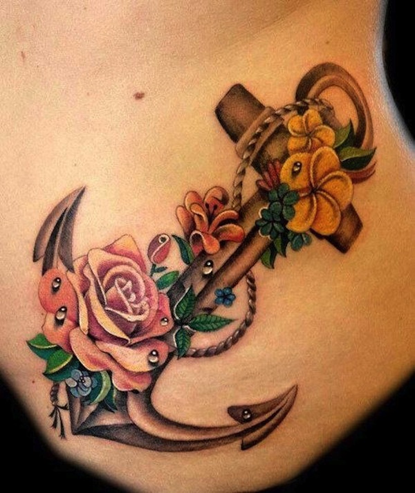 tatuaje de ancla para mujer Mas de 25 Diseños Increibles de Tatuajes de Anclas