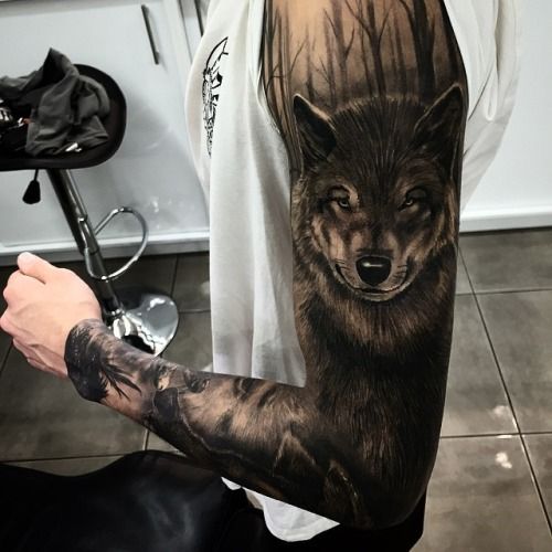 tatuaje de lobo manga completa 45 Diseños Increíbles de Tatuajes de Lobos