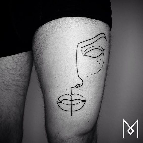 Galeria de Tatuajes del Artista Mo Ganji de un solo Trazo